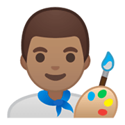 Émoji 👨🏽‍🎨 Artiste Homme : Peau Légèrement Mate sur Google Android 10.0.