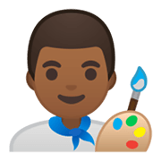 👨🏾‍🎨 Emoji Artista Plástico: Pele Morena Escura na Google Android 10.0.