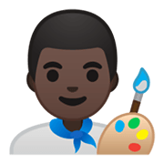 Émoji 👨🏿‍🎨 Artiste Homme : Peau Foncée sur Google Android 10.0.