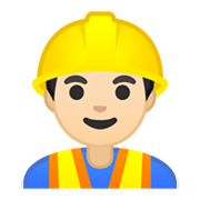 👷🏻‍♂️ Emoji Obrero Hombre: Tono De Piel Claro en Google Android 10.0.