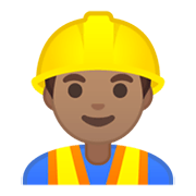👷🏽‍♂️ Emoji Obrero Hombre: Tono De Piel Medio en Google Android 10.0.