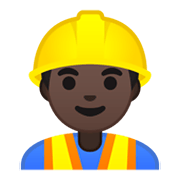 👷🏿‍♂️ Emoji Obrero Hombre: Tono De Piel Oscuro en Google Android 10.0.