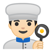 Émoji 👨🏻‍🍳 Cuisinier : Peau Claire sur Google Android 10.0.