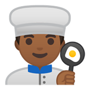 👨🏾‍🍳 Emoji Cozinheiro: Pele Morena Escura na Google Android 10.0.