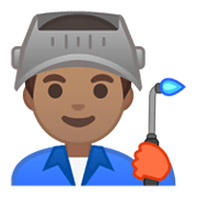 👨🏽‍🏭 Emoji Fabrikarbeiter: mittlere Hautfarbe Google Android 10.0.
