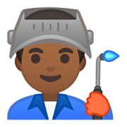 👨🏾‍🏭 Emoji Fabrikarbeiter: mitteldunkle Hautfarbe Google Android 10.0.