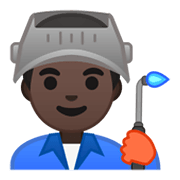 👨🏿‍🏭 Emoji Fabrikarbeiter: dunkle Hautfarbe Google Android 10.0.