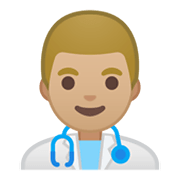 👨🏼‍⚕️ Emoji Homem Profissional Da Saúde: Pele Morena Clara na Google Android 10.0.