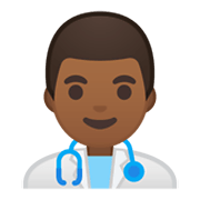 👨🏾‍⚕️ Emoji Profesional Sanitario Hombre: Tono De Piel Oscuro Medio en Google Android 10.0.