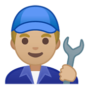 👨🏼‍🔧 Emoji Mecánico: Tono De Piel Claro Medio en Google Android 10.0.