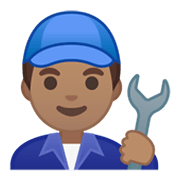 Émoji 👨🏽‍🔧 Mécanicien : Peau Légèrement Mate sur Google Android 10.0.