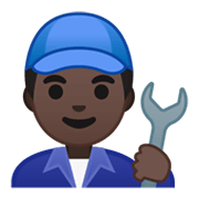 👨🏿‍🔧 Emoji Mecánico: Tono De Piel Oscuro en Google Android 10.0.