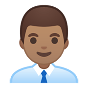 👨🏽‍💼 Emoji Büroangestellter: mittlere Hautfarbe Google Android 10.0.