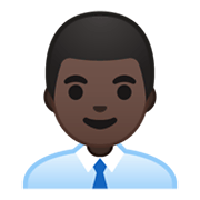 👨🏿‍💼 Emoji Oficinista Hombre: Tono De Piel Oscuro en Google Android 10.0.