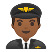 👨🏾‍✈️ Emoji Piloto De Avião Homem: Pele Morena Escura na Google Android 10.0.
