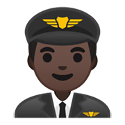 👨🏿‍✈️ Emoji Pilot: dunkle Hautfarbe Google Android 10.0.