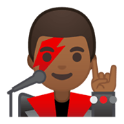 👨🏾‍🎤 Emoji Cantor: Pele Morena Escura na Google Android 10.0.