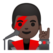 👨🏿‍🎤 Emoji Cantante Hombre: Tono De Piel Oscuro en Google Android 10.0.
