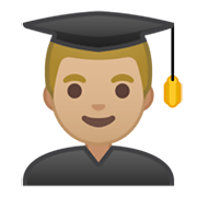 Emoji 👨🏼‍🎓 Studente: Carnagione Abbastanza Chiara su Google Android 10.0.