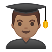 Emoji 👨🏽‍🎓 Studente: Carnagione Olivastra su Google Android 10.0.