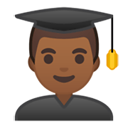 👨🏾‍🎓 Emoji Estudante: Pele Morena Escura na Google Android 10.0.