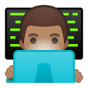 👨🏽‍💻 Emoji Tecnólogo: Pele Morena na Google Android 10.0.