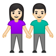 👫🏻 Emoji Mujer Y Hombre De La Mano: Tono De Piel Claro en Google Android 10.0.