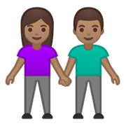 👫🏽 Emoji Mann und Frau halten Hände: mittlere Hautfarbe Google Android 10.0.