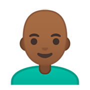 👨🏾‍🦲 Emoji Mann: mitteldunkle Hautfarbe, Glatze Google Android 10.0.