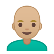 Emoji 👨🏼‍🦲 Uomo: Carnagione Abbastanza Chiara E Calvo su Google Android 10.0.