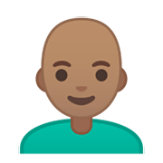👨🏽‍🦲 Emoji Mann: mittlere Hautfarbe, Glatze Google Android 10.0.