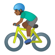Emoji 🚴🏾‍♂️ Ciclista Uomo: Carnagione Abbastanza Scura su Google Android 10.0.