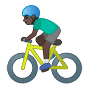 🚴🏿‍♂️ Emoji Homem Ciclista: Pele Escura na Google Android 10.0.