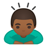 Emoji 🙇🏾‍♂️ Uomo Che Fa Inchino Profondo: Carnagione Abbastanza Scura su Google Android 10.0.