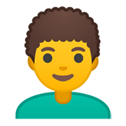Émoji 👨‍🦱 Homme : Cheveux Bouclés sur Google Android 10.0.