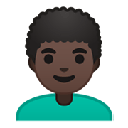👨🏿‍🦱 Emoji Mann: dunkle Hautfarbe, lockiges Haar Google Android 10.0.