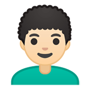 👨🏻‍🦱 Emoji Mann: helle Hautfarbe, lockiges Haar Google Android 10.0.