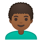👨🏾‍🦱 Emoji Hombre: Tono De Piel Oscuro Medio Y Pelo Rizado en Google Android 10.0.