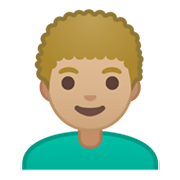👨🏼‍🦱 Emoji Homem: Pele Morena Clara E Cabelo Cacheado na Google Android 10.0.