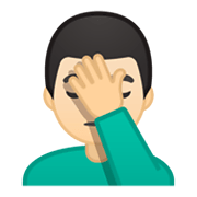 🤦🏻‍♂️ Emoji sich an den Kopf fassender Mann: helle Hautfarbe Google Android 10.0.