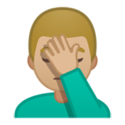 🤦🏼‍♂️ Emoji sich an den Kopf fassender Mann: mittelhelle Hautfarbe Google Android 10.0.