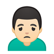 🙍🏻‍♂️ Emoji missmutiger Mann: helle Hautfarbe Google Android 10.0.