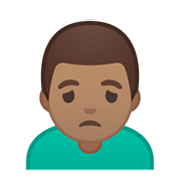 Emoji 🙍🏽‍♂️ Uomo Corrucciato: Carnagione Olivastra su Google Android 10.0.