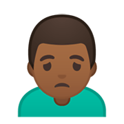 Emoji 🙍🏾‍♂️ Uomo Corrucciato: Carnagione Abbastanza Scura su Google Android 10.0.
