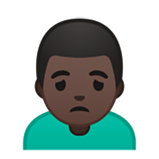 Émoji 🙍🏿‍♂️ Homme Fronçant Les Sourcils : Peau Foncée sur Google Android 10.0.