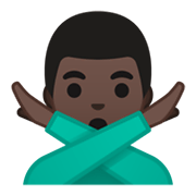 Émoji 🙅🏿‍♂️ Homme Faisant Un Geste D’interdiction : Peau Foncée sur Google Android 10.0.