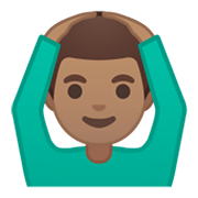 🙆🏽‍♂️ Emoji Homem Fazendo Gesto De «OK»: Pele Morena na Google Android 10.0.