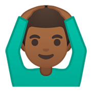 🙆🏾‍♂️ Emoji Homem Fazendo Gesto De «OK»: Pele Morena Escura na Google Android 10.0.