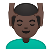 💆🏿‍♂️ Emoji Homem Recebendo Massagem Facial: Pele Escura na Google Android 10.0.