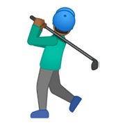 🏌🏾‍♂️ Emoji Hombre Jugando Al Golf: Tono De Piel Oscuro Medio en Google Android 10.0.